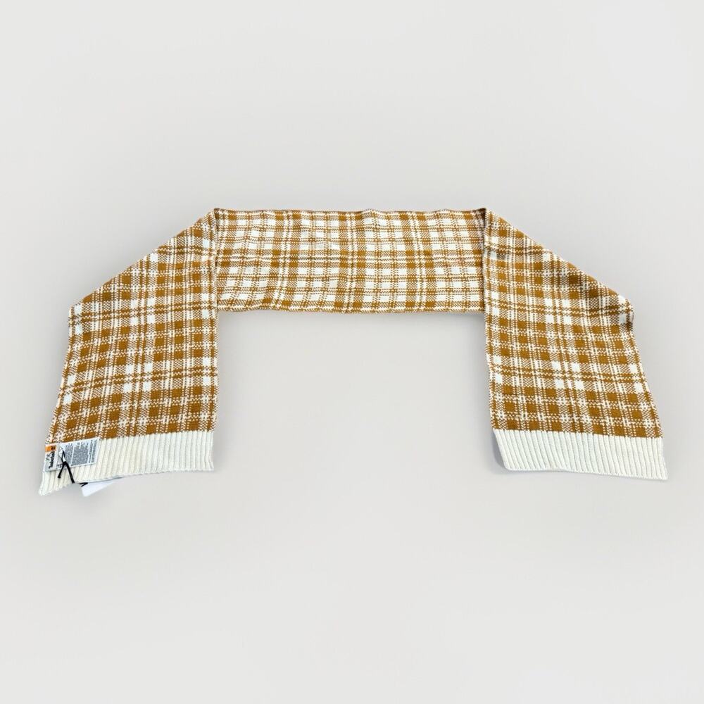 Timberland Plaid Unisex Scarf Brown White Color One Size 63x9 NWT NEW $60